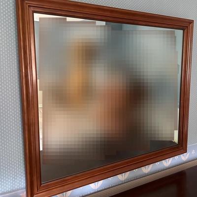 Mounted Wall Mirror with Wooden Trim