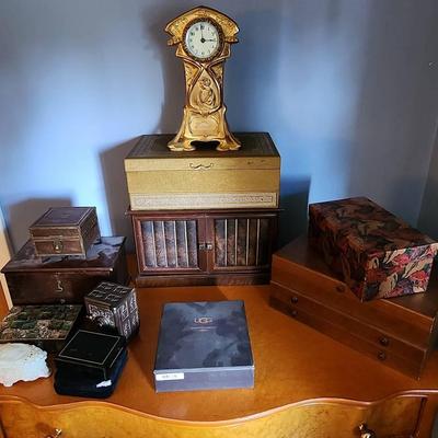 Jewelry Boxes, Music Box, Trinket Boxes, Art Nouveau Style Gilt Clock - New Haven Clock Co.