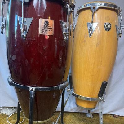 Congas: 2 Wood Conga Drums With Stands
