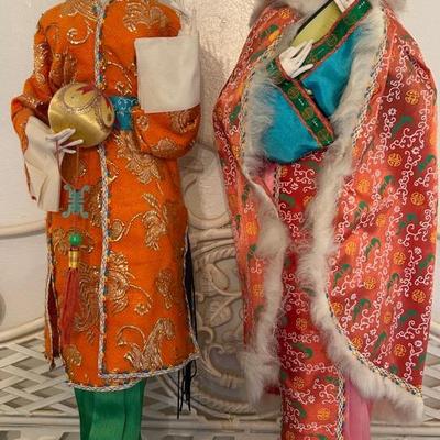 Colorful Fabric China Dolls With Silk Kimonos 26”