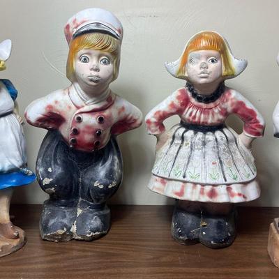 Vintage Concrete Dutch Boy & Girl Statues