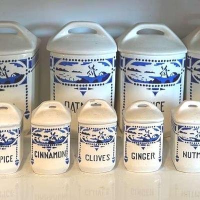 Vintage Yvonne Czech Canisters and Spice Jars