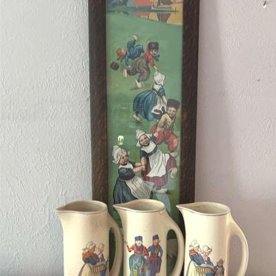 Trio Of Antique Roseville Art Pottery Creamware Dutch Tankards