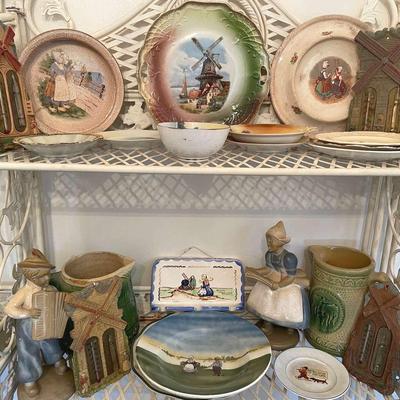 Delicate Antique Dutch Plates Inc Royal Baby Plate With McCoy Pitchers