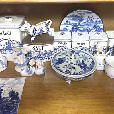 Vintage Royal Delfts Blue and Delfts Style Lot 3 With Canister Set