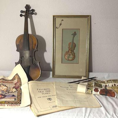 Vintage Violin And Print