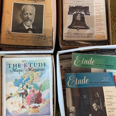 Boxes Of Vintage Etude Music Magazines 