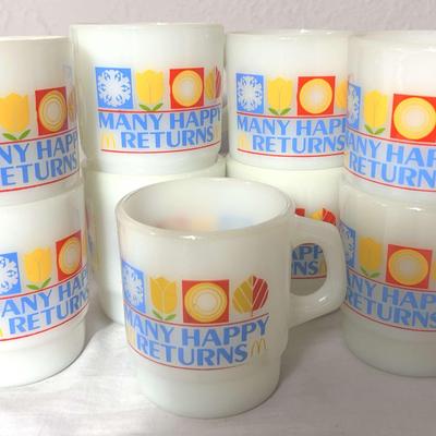 Nine Vintage “Many Happy Returns” McDonald’s Mugs