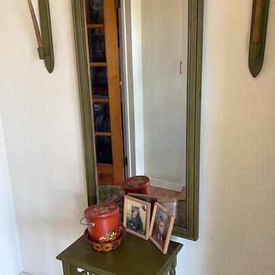 Vintage Mirror, Accent Table, Candleholders & More.