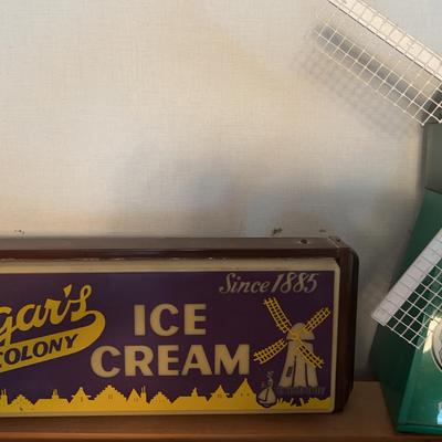 Vtg Wager’s Dutch Colony Ice Cream Sign & Vtg Heineken Windmill Sign