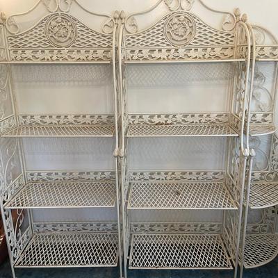 4 Tier White Iron Stands (2) With Corner Stand