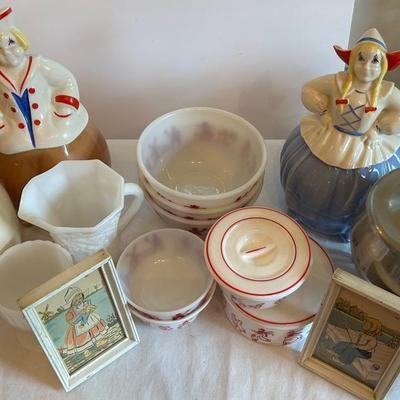 Vintage Dutch Village Hazel Atlas Milk Glass Bowls And More