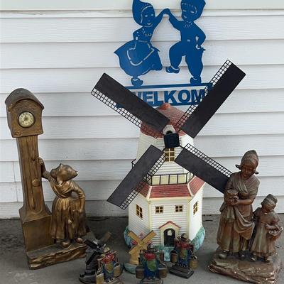 Vintage Dutch Chalkware & Cast Iron Collectibles