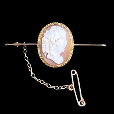 1840 shell cameo bar brooch 18ct gold