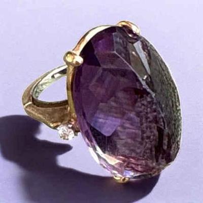 14k gold amethyst statement ring