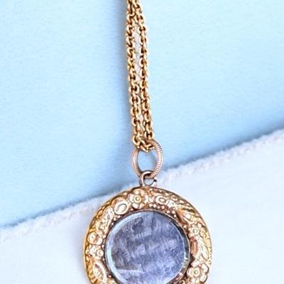 1860 hair gold locket with original chain