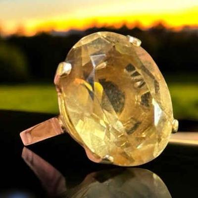 Citrine 14k gold statement ring