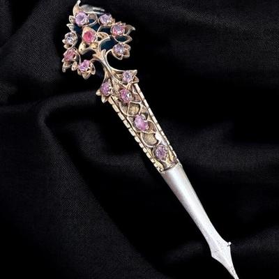 Ceylonese ruby silver hair pin brooch circa 1880 1890