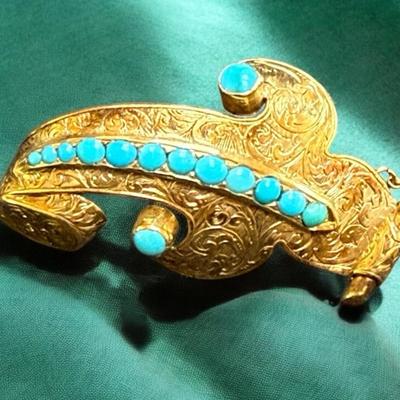 Antique victorian turquoise brooch