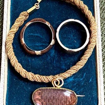 Antique victorian hair jewelry early to late 1800 s