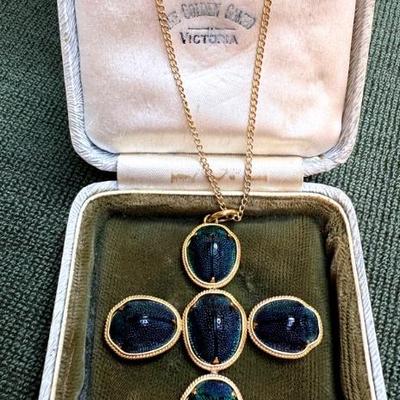 Antique scarab beetle brooch