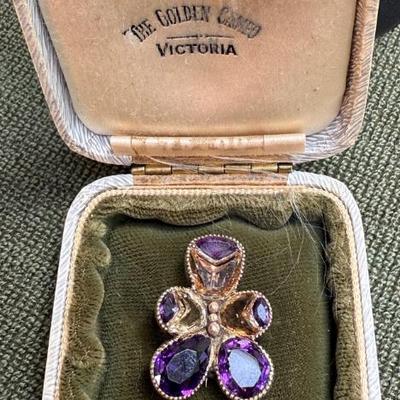 1830 georgian citrine amethyst brooch