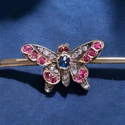 1880 butterfly bar brooch