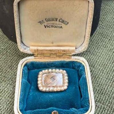 English georgian 1830 hair pearl brooch