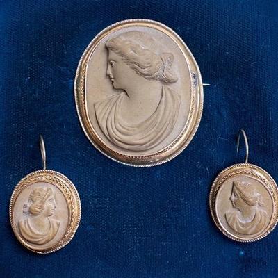 Antique victorian lava" cameo jewelry circa 1840