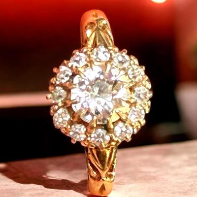 1870 18k gold rose cut diamond ring
