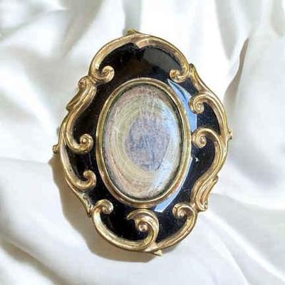 1870 english hair memorial brooch