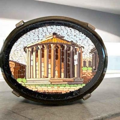 1880 micro mosaic brooch temple of vesta rome