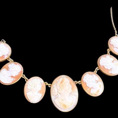 1900 english shell cameo necklace