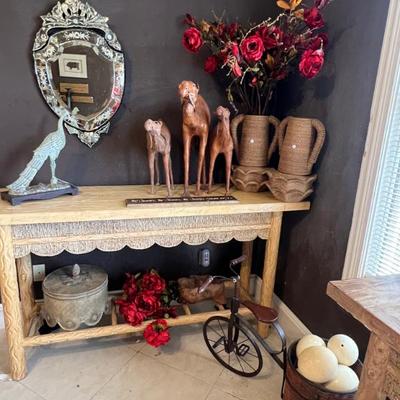 Sale Photo Thumbnail #4: One of two carved wood sofas tables 