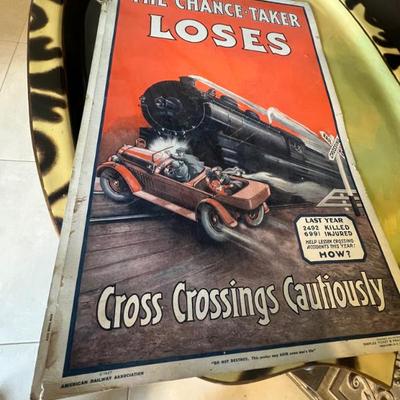 Sale Photo Thumbnail #51: Two antique train posters 