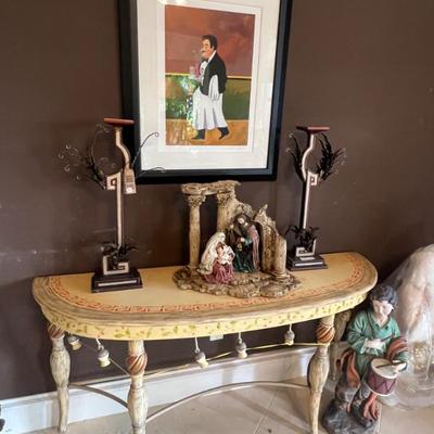 Sale Photo Thumbnail #13: Demilune painted hall table 