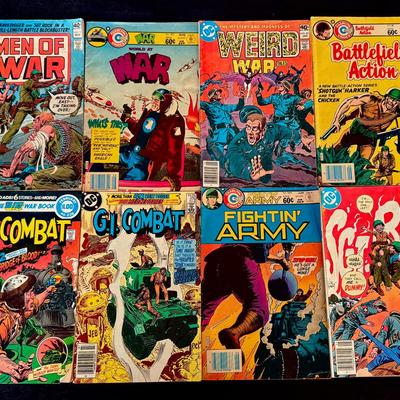 Lot of 8 Vintage DC War Comics – G.I. Combat, Sgt. Rock, Men of War & More