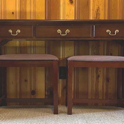 Mahogany Console Table with Matching Stools