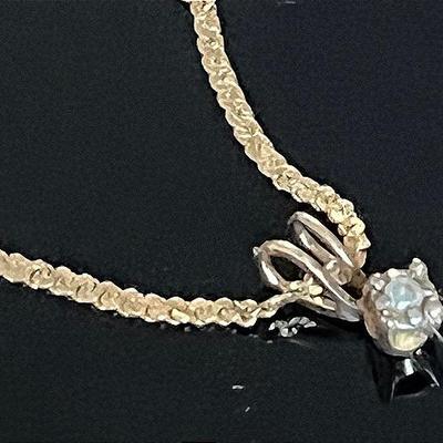14K Yellow Gold Chain with 14K Diamond Pendant 