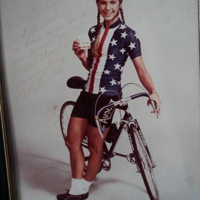 Beth Heiden of Madison, WI. Speed skater, bike racing and skiing athlete. This was an ad for the Wisconsin Dairy Association. 