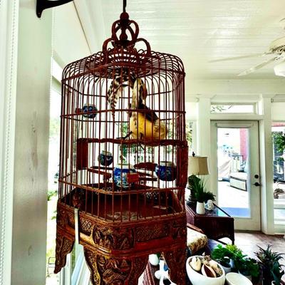 Sale Photo Thumbnail #85: Vintage hand carved Bamboo bird cage