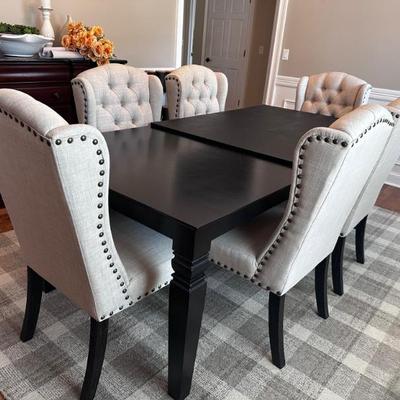 Sale Photo Thumbnail #2: Dining table with leaf, pads and six chairs