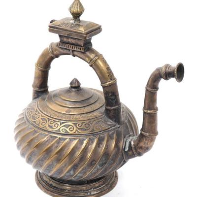 Sale Photo Thumbnail #270: Lot 269 very heavy brass wine pouring vessel