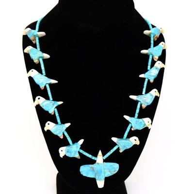 Sale Photo Thumbnail #146: Lot 145 stunning turquoise fetish necklace