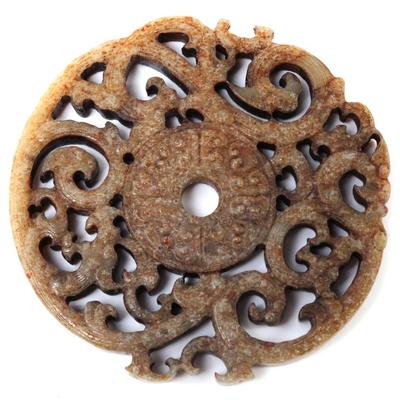 Sale Photo Thumbnail #371: Lot 371 nice chinese archaistic jade style disc