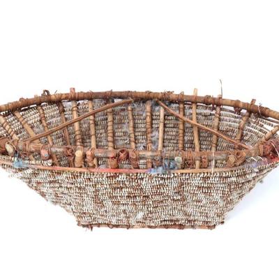 Sale Photo Thumbnail #157: Lot 156 beautiful hand crafted shell baby basket
