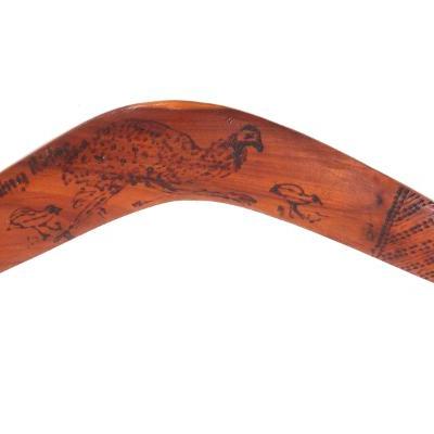 Sale Photo Thumbnail #480: Lot 480 aboriginal wood carved boomerang emu