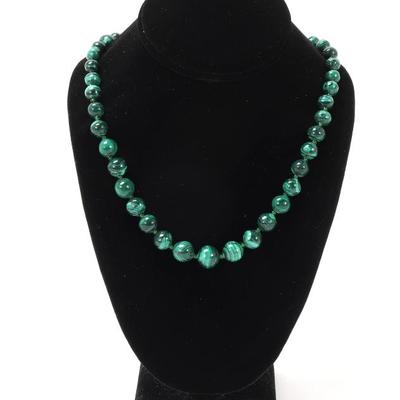 Sale Photo Thumbnail #96: Lot 95 gorgeous all natural malachite beaded necklace