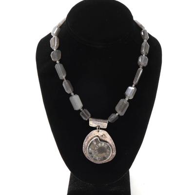 Sale Photo Thumbnail #102: Lot 101 beautiful ammonite smoky quartz necklace
