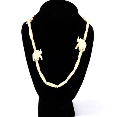 Sale Photo Thumbnail #151: Lot 150 stylish bone style carved elephant necklace